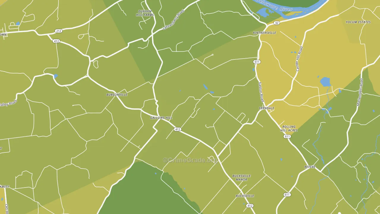 Kintnersville, PA Map of Vehicle Theft Rates