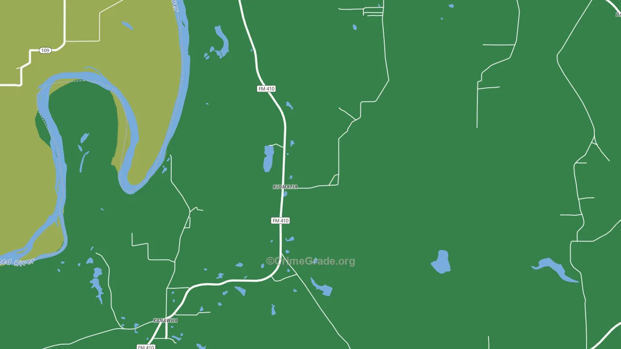 Kiomatia, TX Map of Vehicle Theft Rates