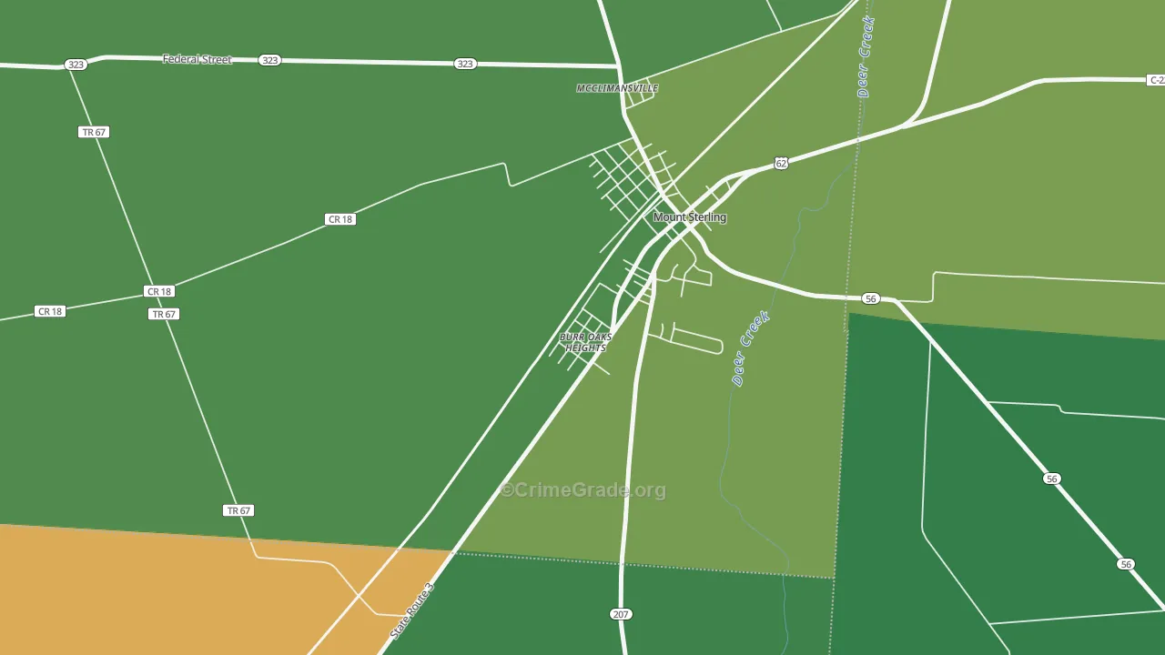 Kiousville, OH Map of Vehicle Theft Rates