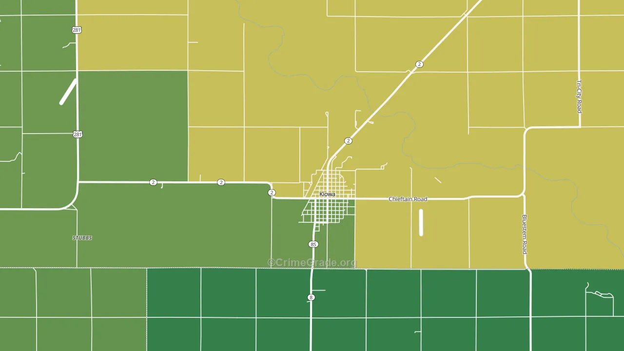 Kiowa, KS Map of Vehicle Theft Rates