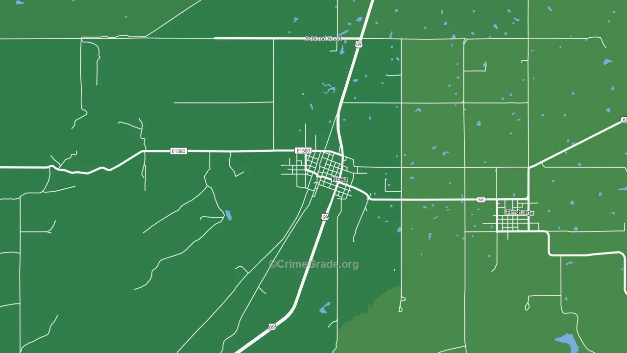 Kiowa, OK Map of Vehicle Theft Rates