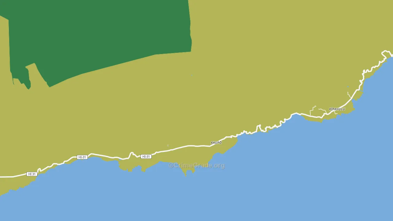 Kipahulu, HI Map of Vehicle Theft Rates