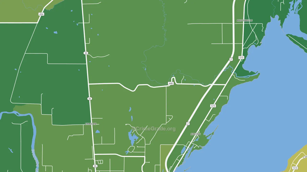 Kipling, MI Map of Vehicle Theft Rates