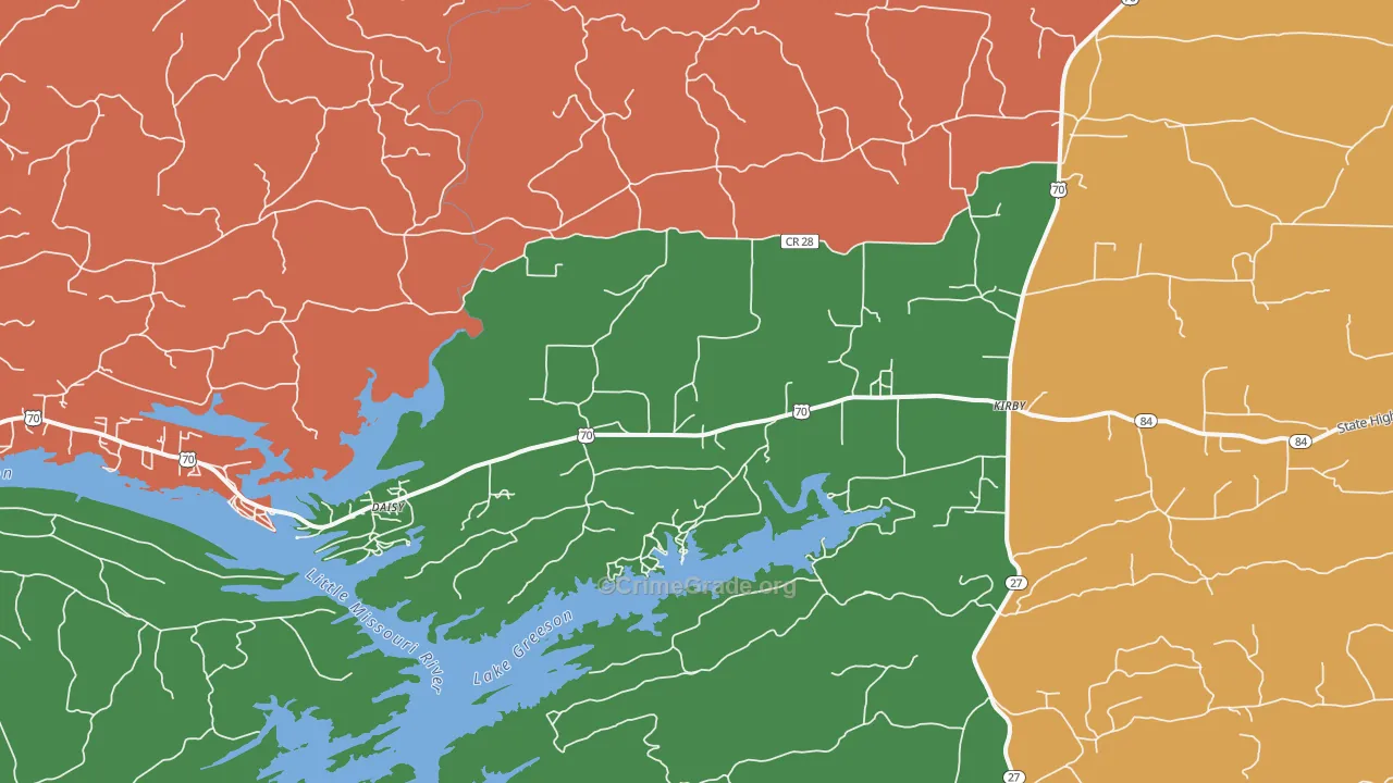Kirby, AR Map of Vehicle Theft Rates