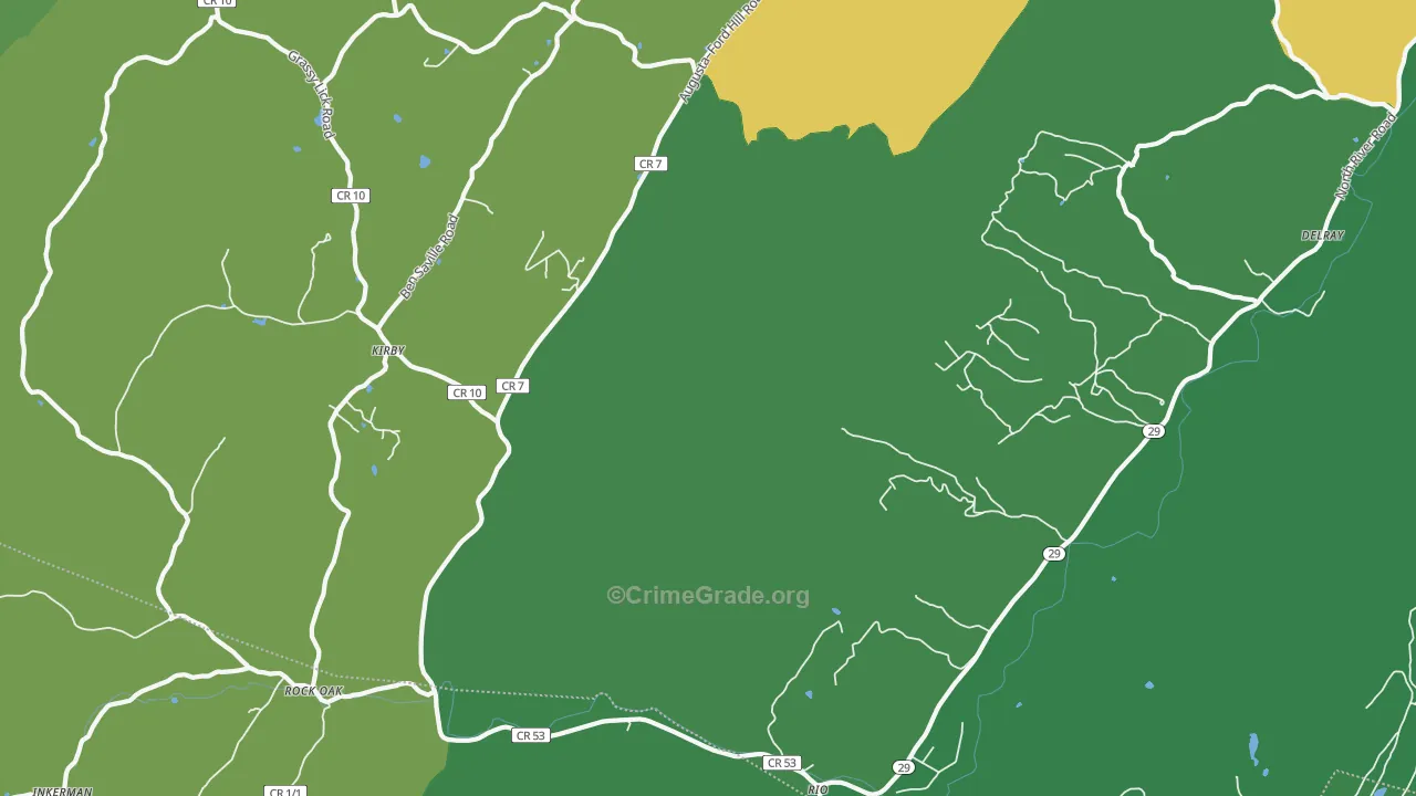 Kirby, WV Map of Vehicle Theft Rates