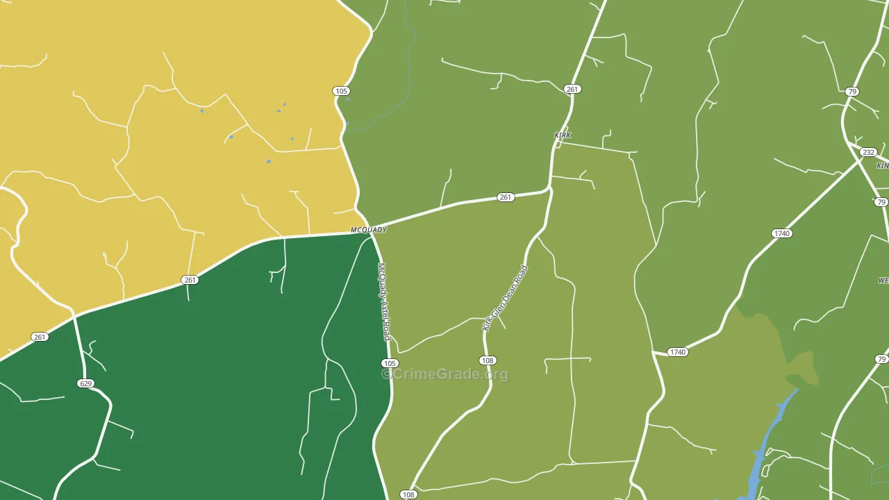 Kirk, KY Map of Vehicle Theft Rates