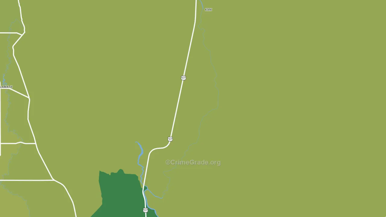 Kirk, OR Map of Vehicle Theft Rates