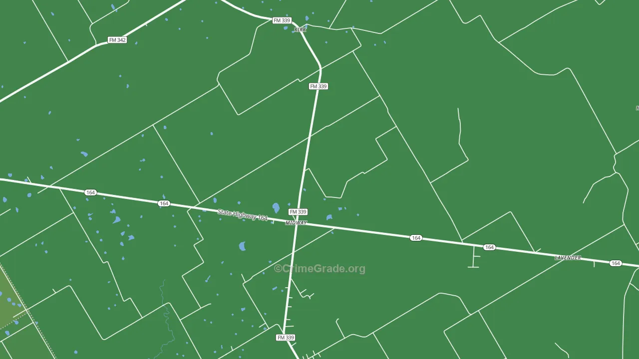 Kirk, TX Map of Vehicle Theft Rates