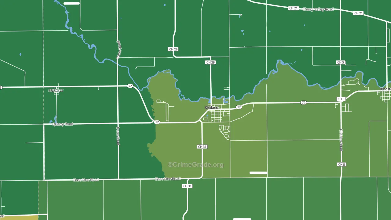 Kirkland, IL Map of Vehicle Theft Rates
