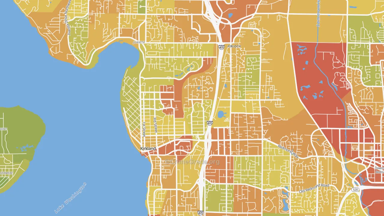 Kirkland, WA Map of Vehicle Theft Rates