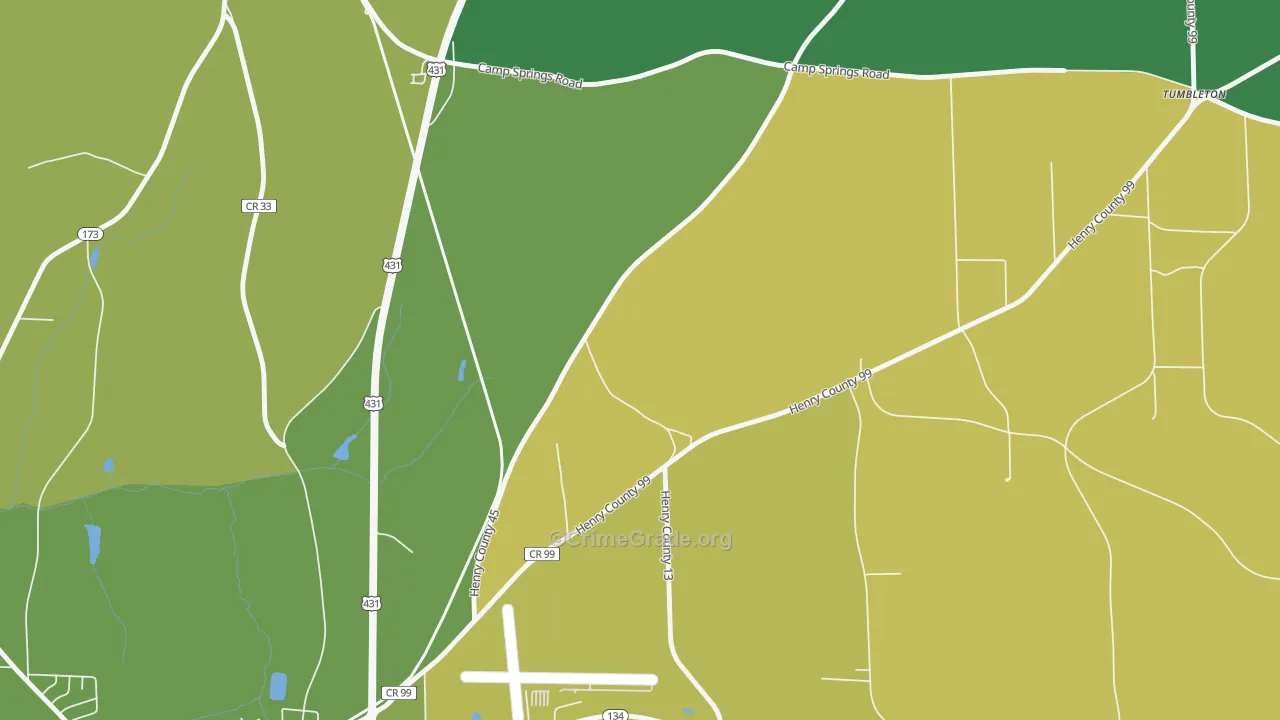Kirklands Crossroads, AL Map of Vehicle Theft Rates