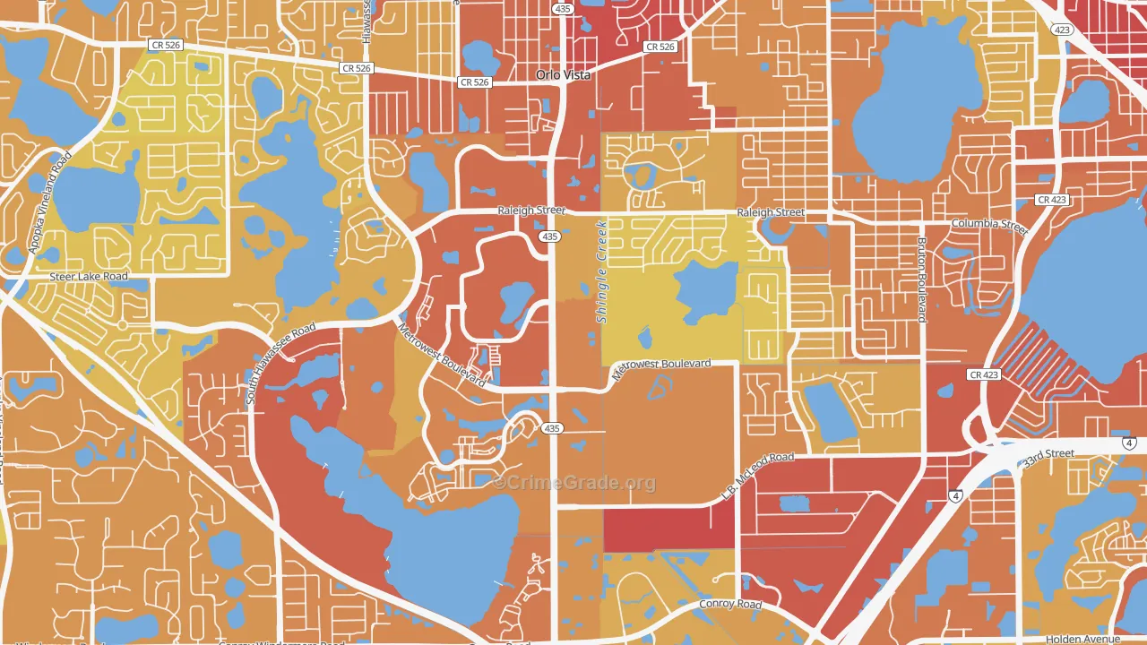 Kirkman North, Orlando, FL Map of Vehicle Theft Rates