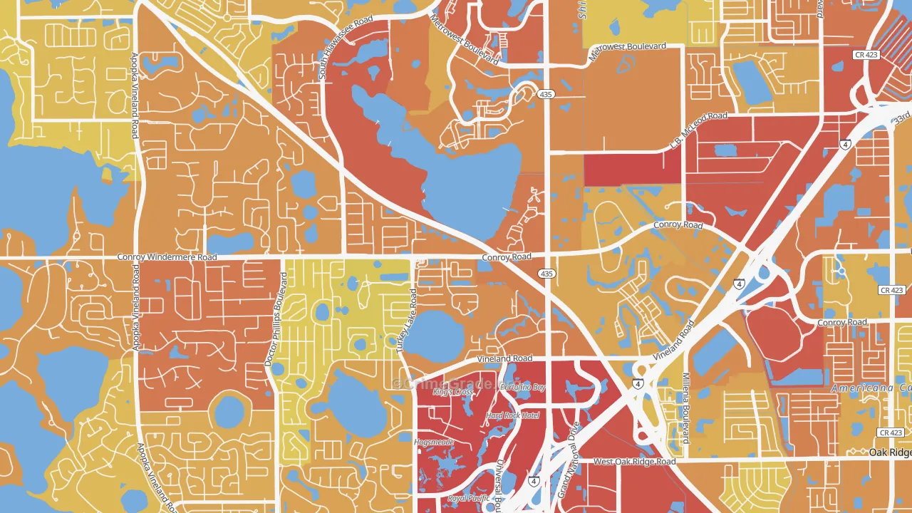 Kirkman South, Orlando, FL Map of Vehicle Theft Rates