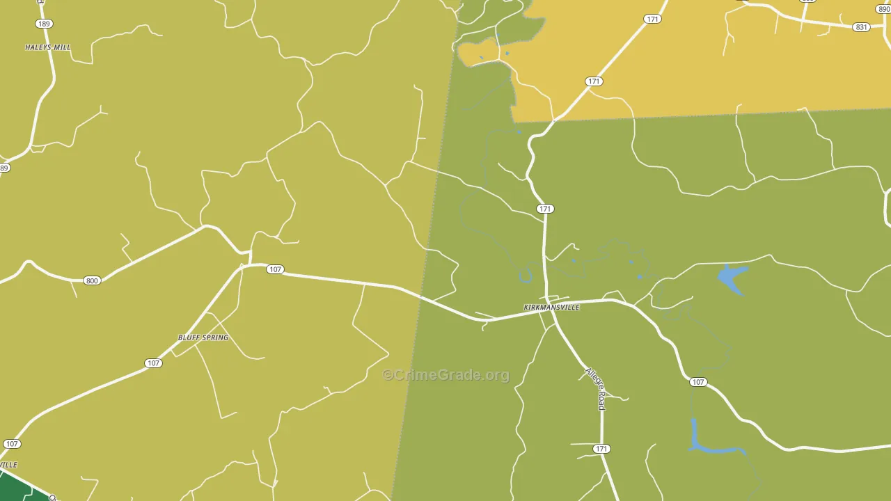 Kirkmansville, KY Map of Vehicle Theft Rates