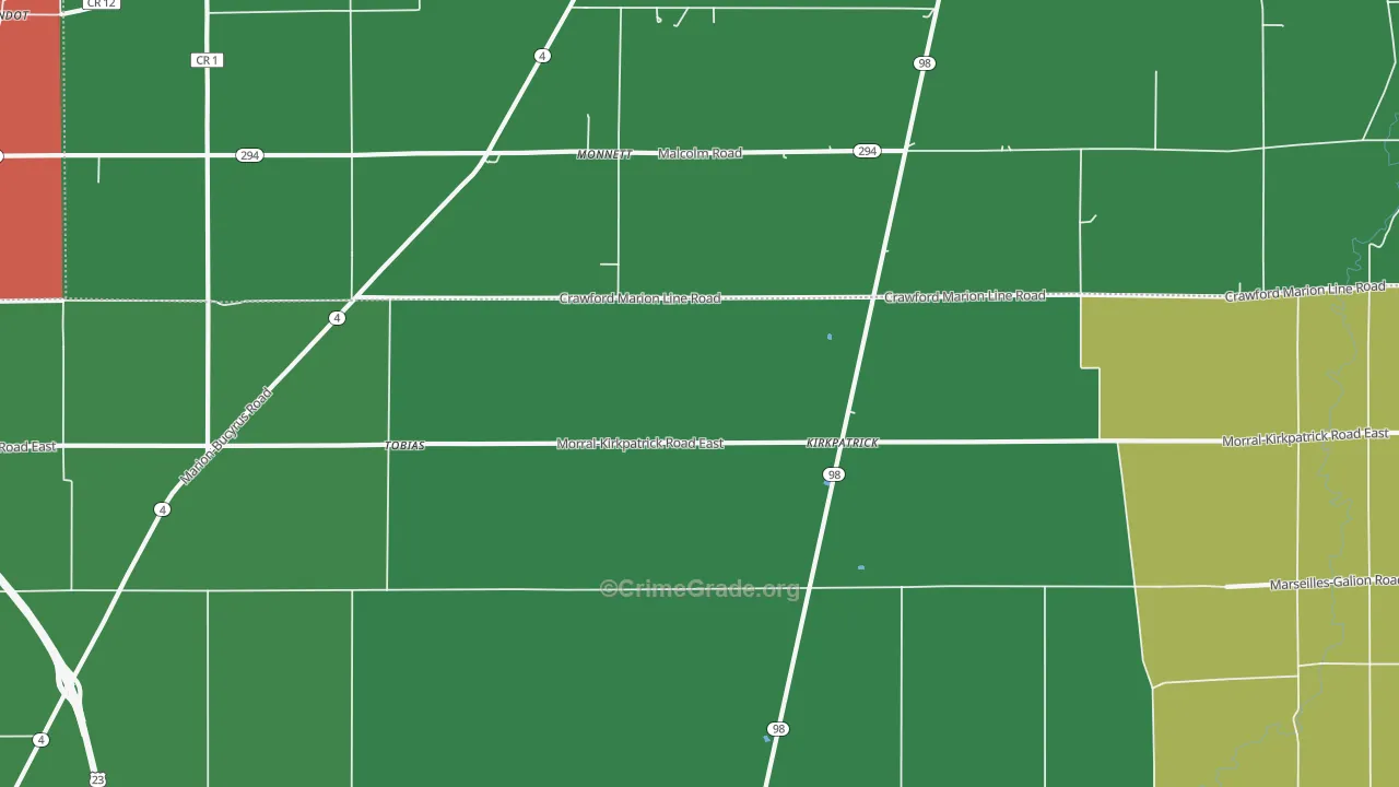 Kirkpatrick, OH Map of Vehicle Theft Rates