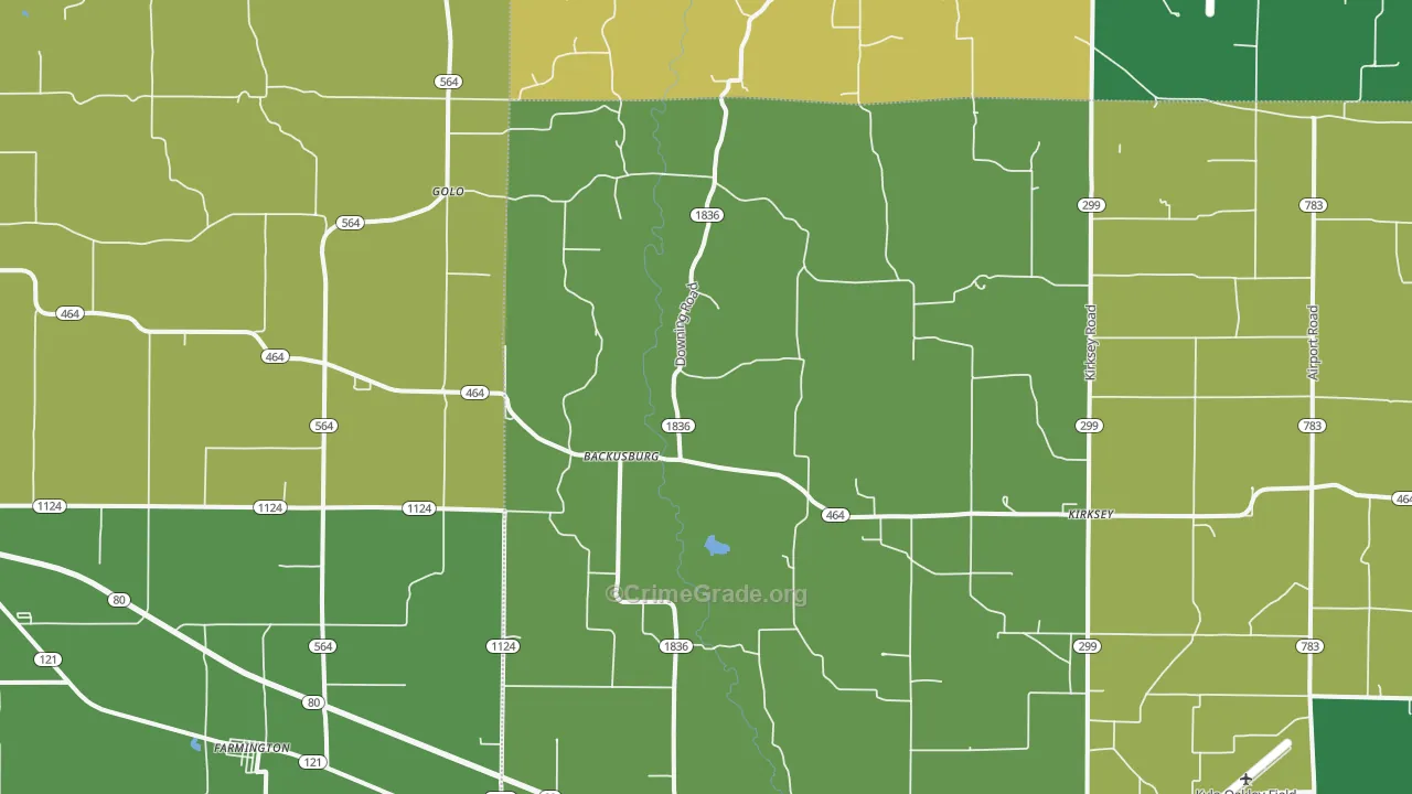 Kirksey, KY Map of Vehicle Theft Rates