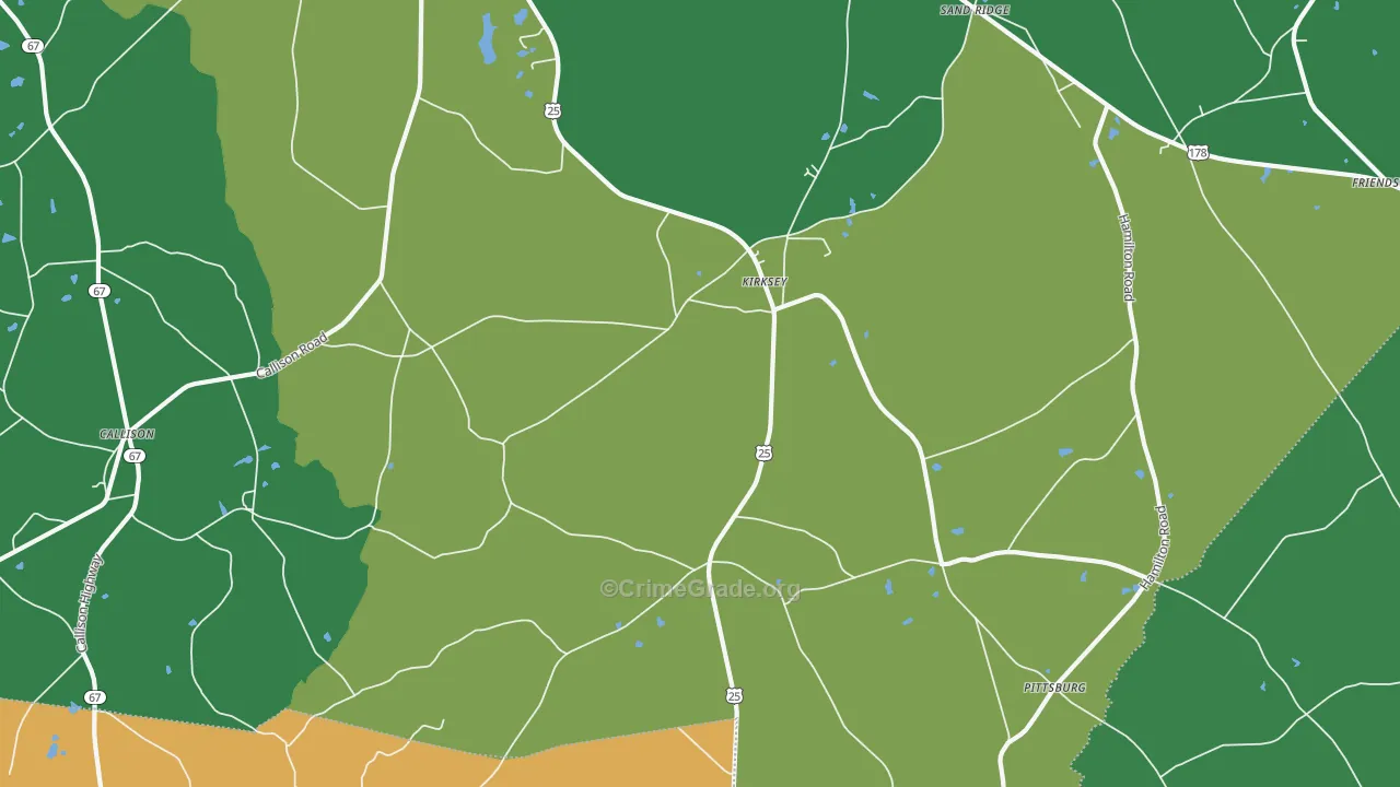 Kirksey, SC Map of Vehicle Theft Rates
