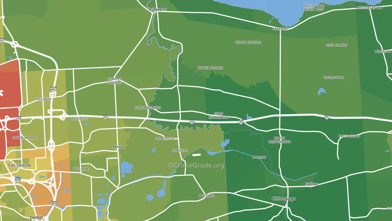 Kirkville, NY Map of Vehicle Theft Rates