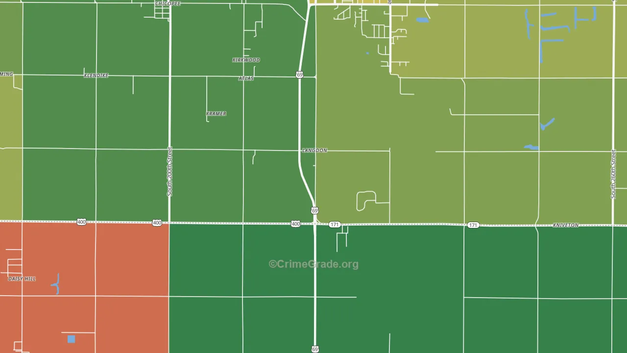 Kirkwood, KS Map of Vehicle Theft Rates