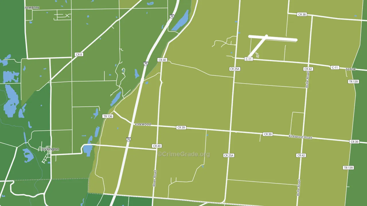 Kirkwood, OH Map of Vehicle Theft Rates