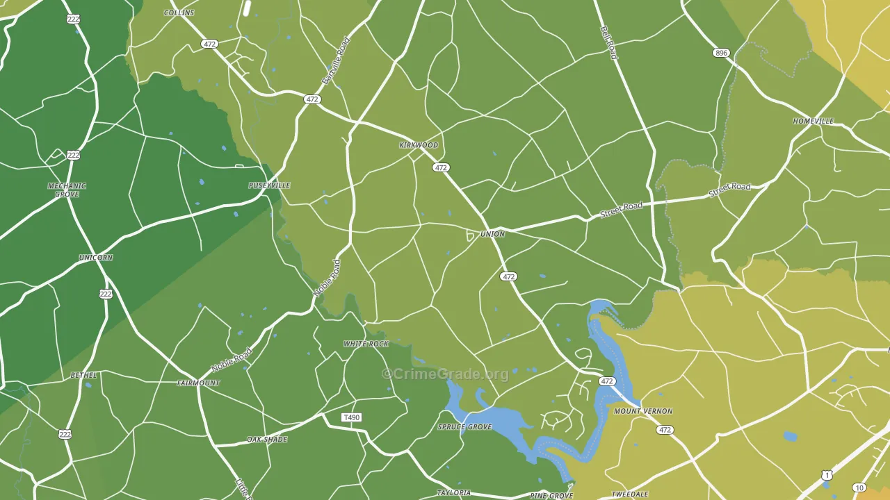 Kirkwood, PA Map of Vehicle Theft Rates
