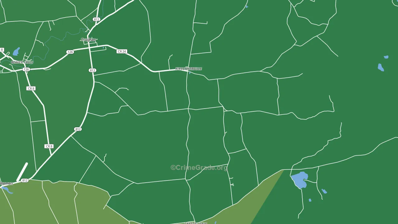 Kirschnerville, NY Map of Vehicle Theft Rates