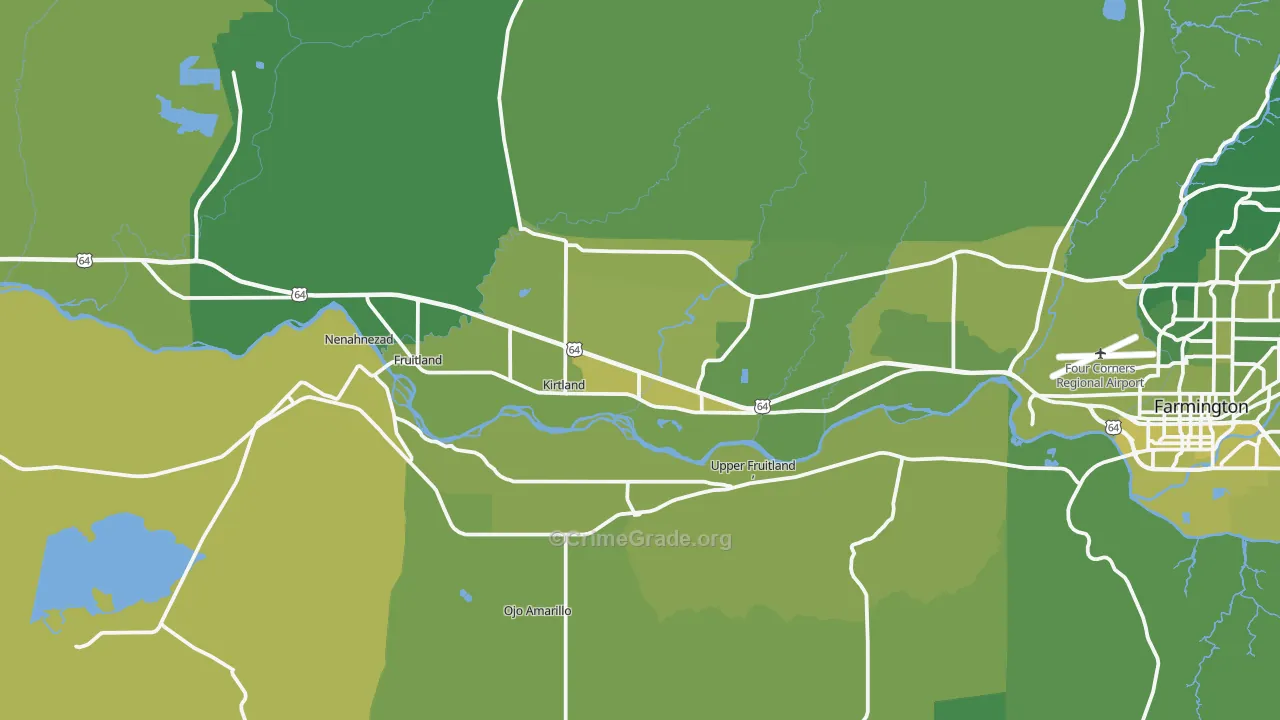 Kirtland, NM Map of Vehicle Theft Rates