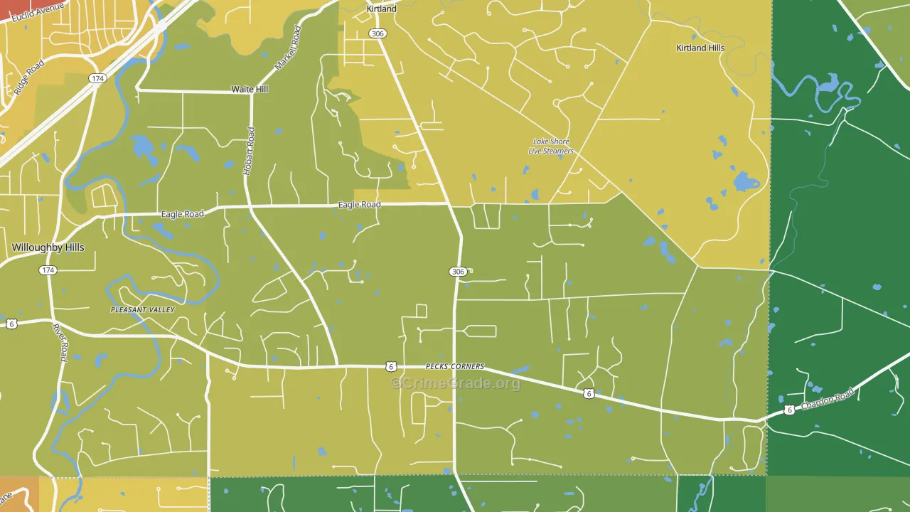 Kirtland, OH Map of Vehicle Theft Rates