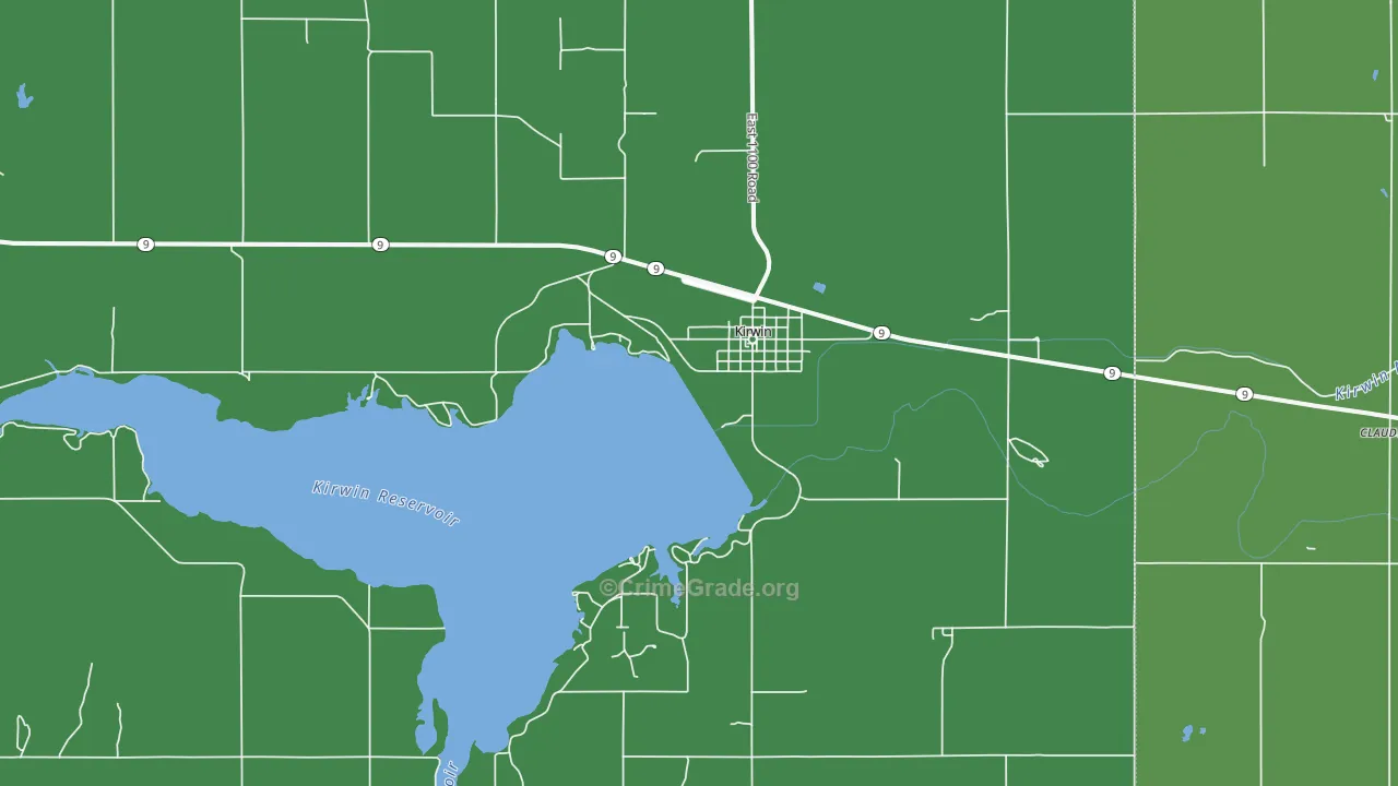 Kirwin, KS Map of Vehicle Theft Rates