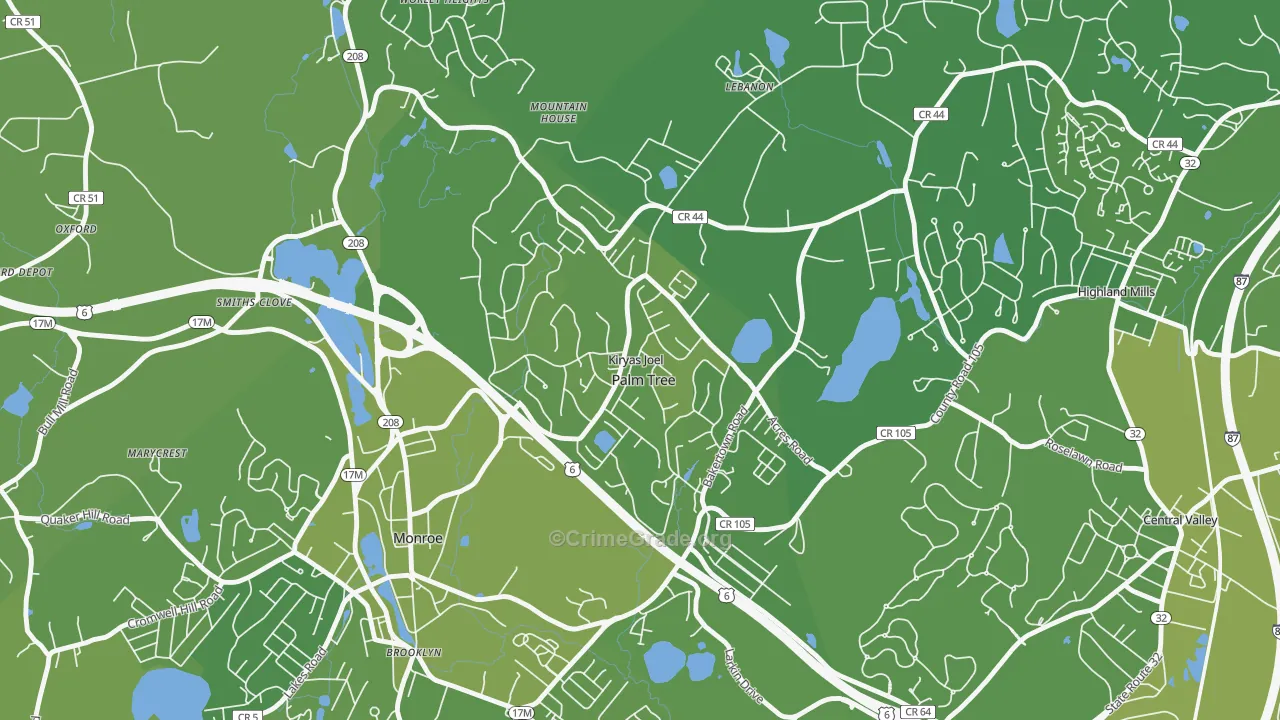Kiryas Joel, NY Map of Vehicle Theft Rates