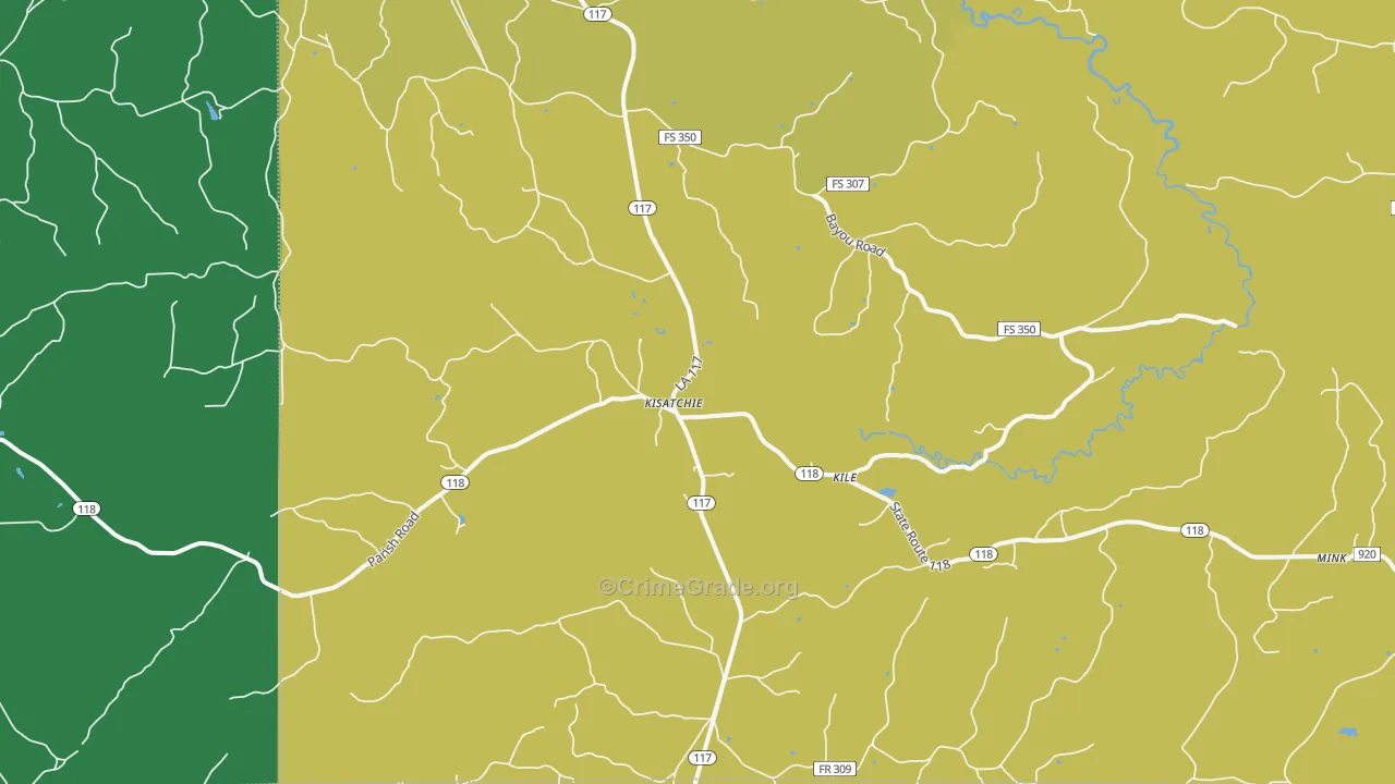 Kisatchie, LA Map of Vehicle Theft Rates