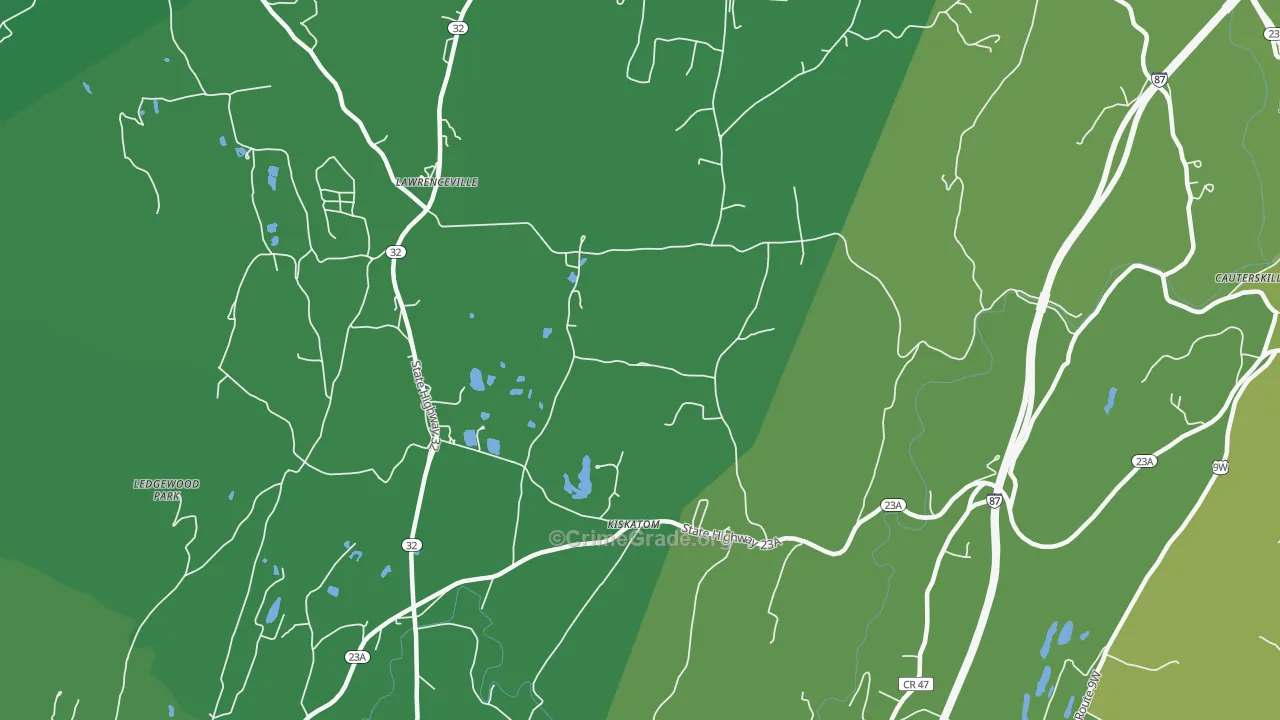 Kiskatom, NY Map of Vehicle Theft Rates