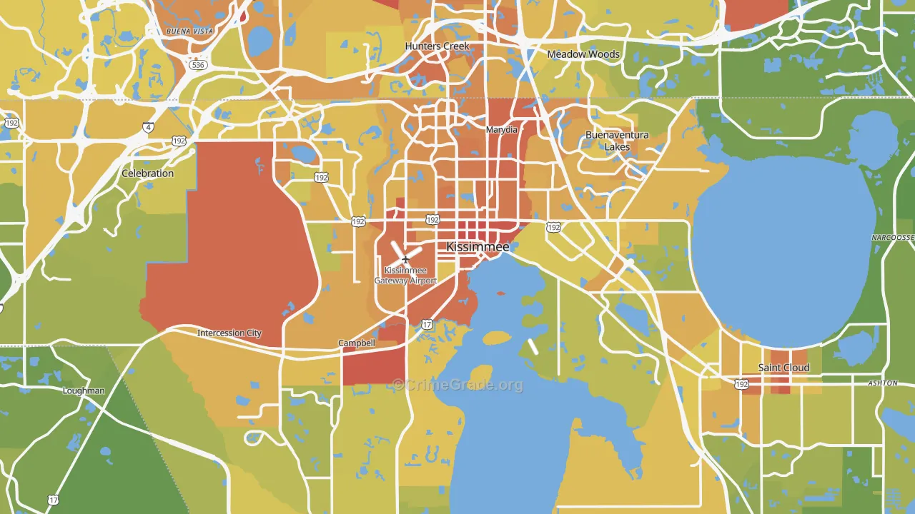 Kissimmee, FL Map of Vehicle Theft Rates