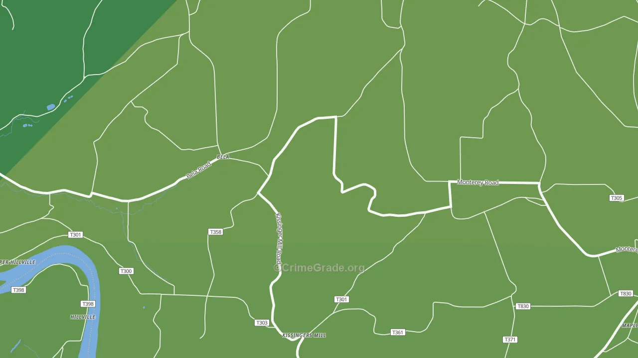 Kissingers Mill, PA Map of Vehicle Theft Rates