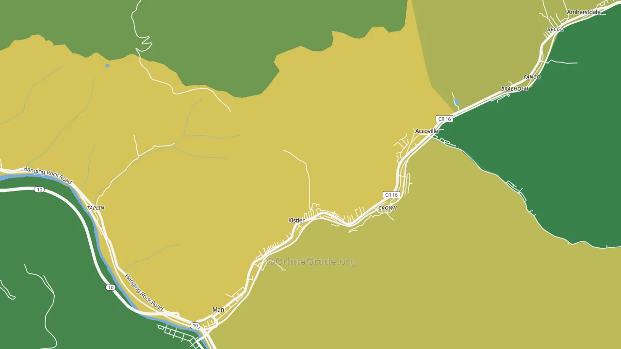 Kistler, WV Map of Vehicle Theft Rates