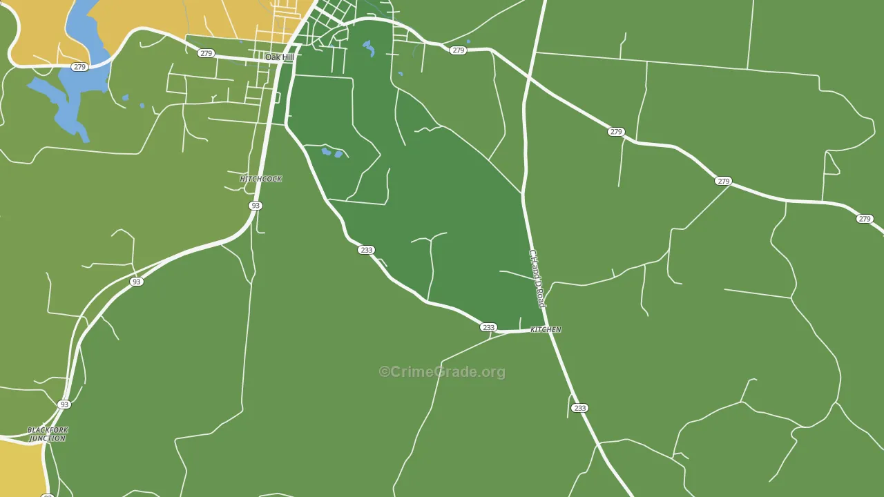 Kitchen, OH Map of Vehicle Theft Rates