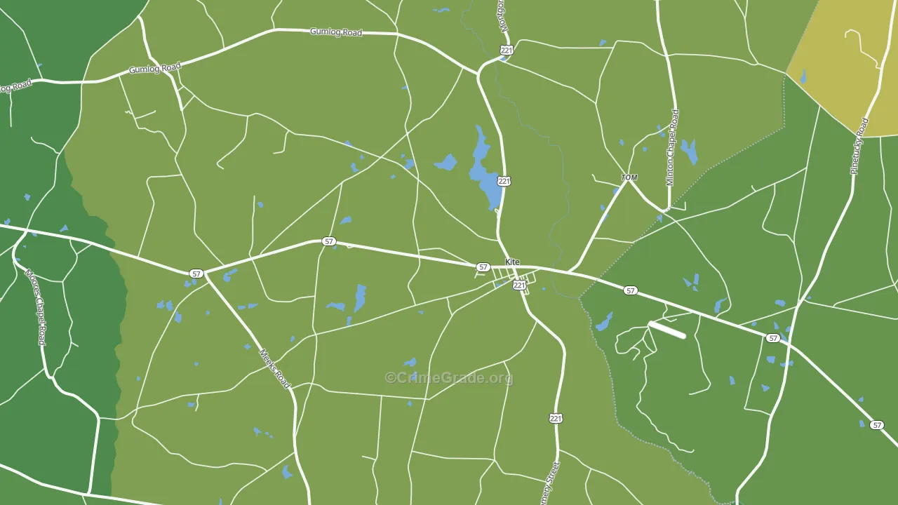 Kite, GA Map of Vehicle Theft Rates