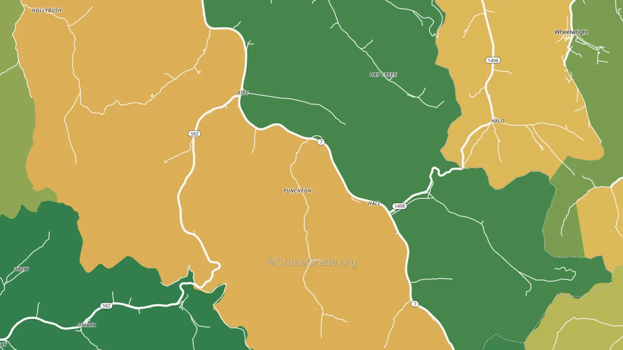 Kite, KY Map of Vehicle Theft Rates