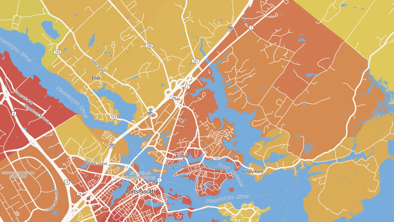 Kittery, ME Map of Vehicle Theft Rates