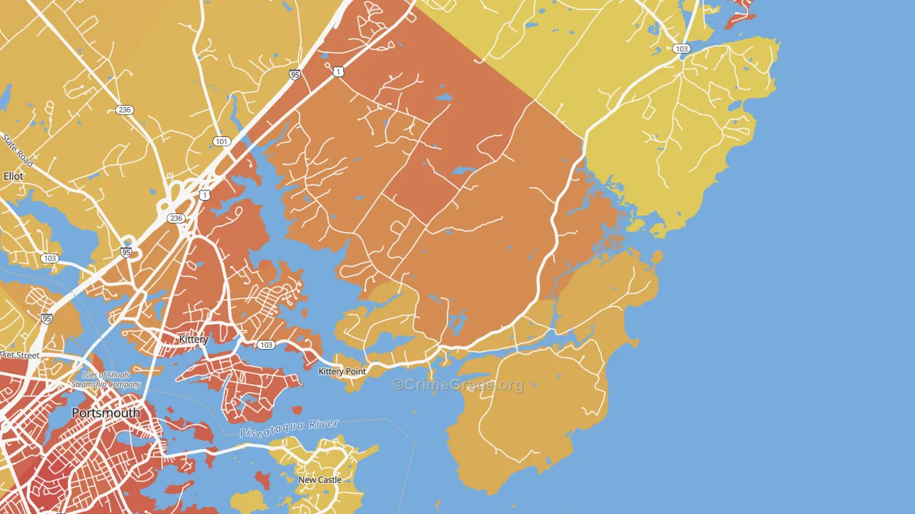 Kittery Point, ME Map of Vehicle Theft Rates