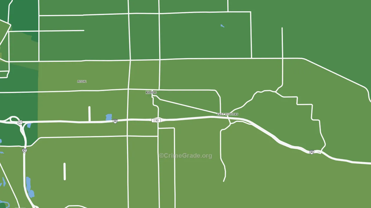 Kittitas, WA Map of Vehicle Theft Rates
