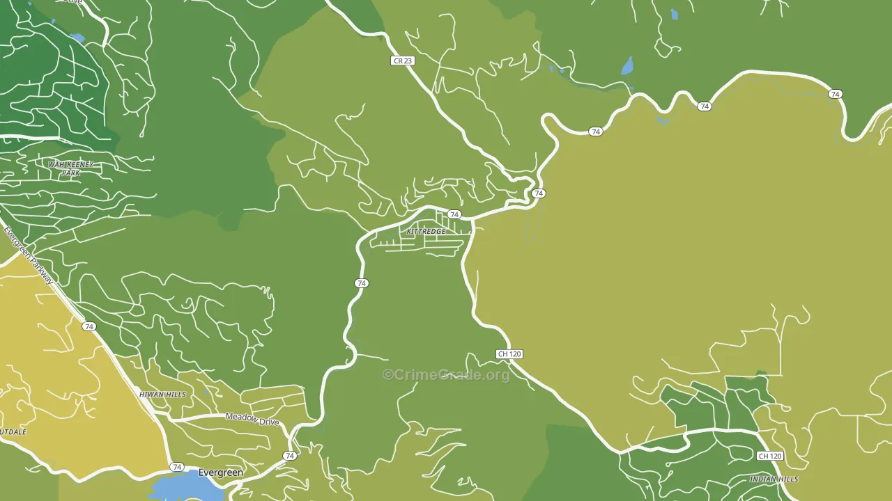 Kittredge, CO Map of Vehicle Theft Rates