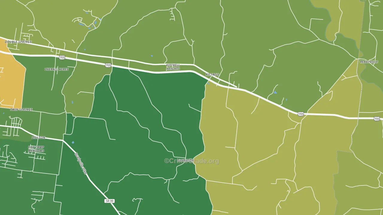 Kittrell, TN Map of Vehicle Theft Rates