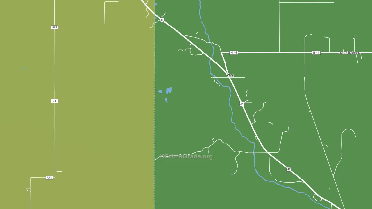 Kiva, MI Map of Vehicle Theft Rates