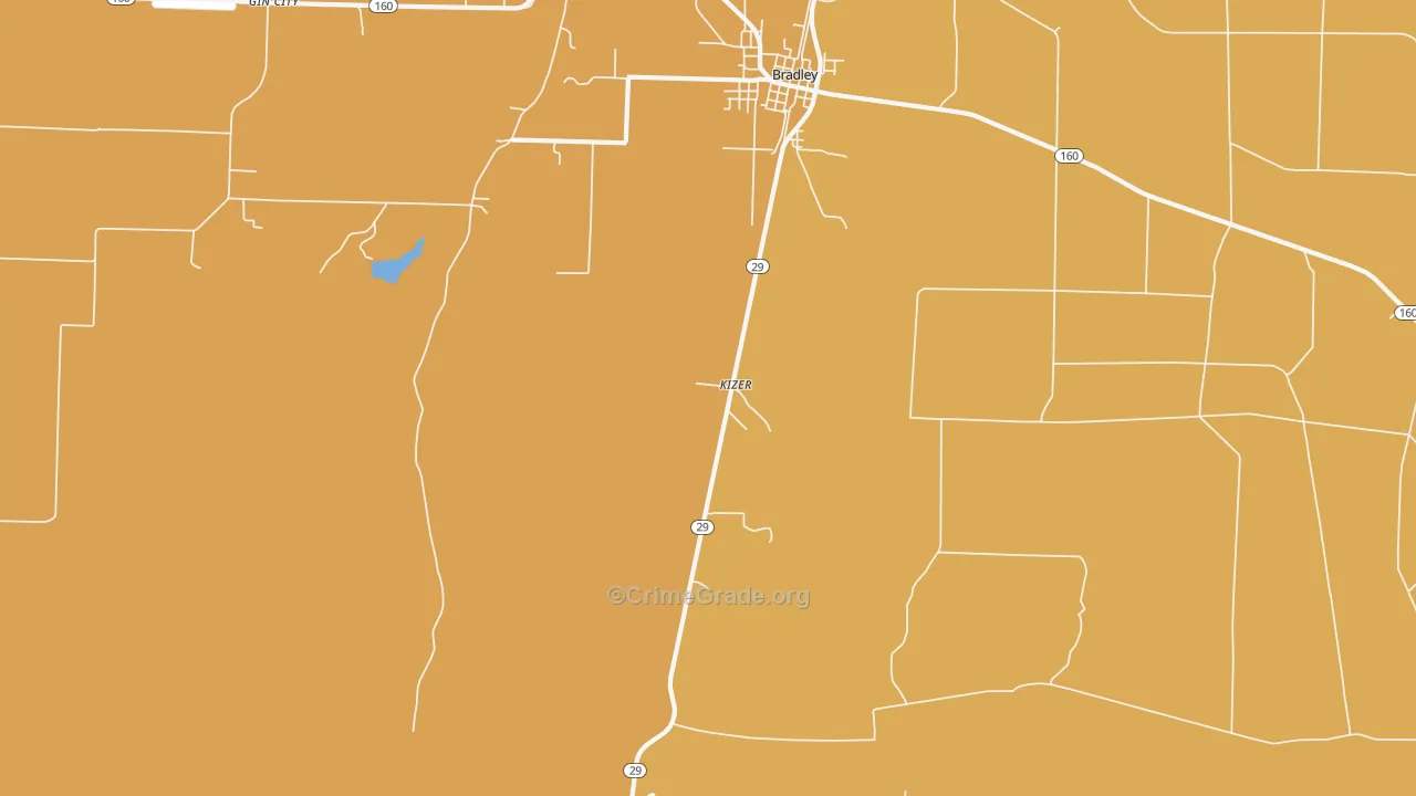 Kizer, AR Map of Vehicle Theft Rates