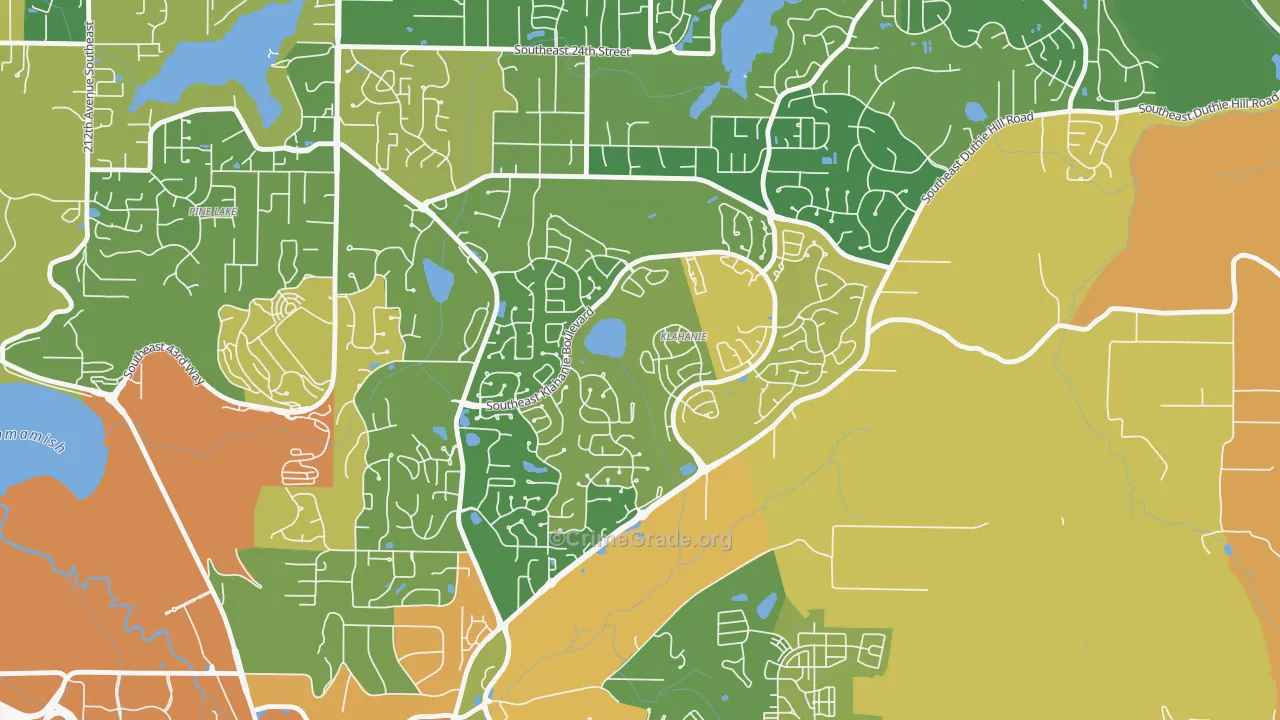 Klahanie, WA Map of Vehicle Theft Rates