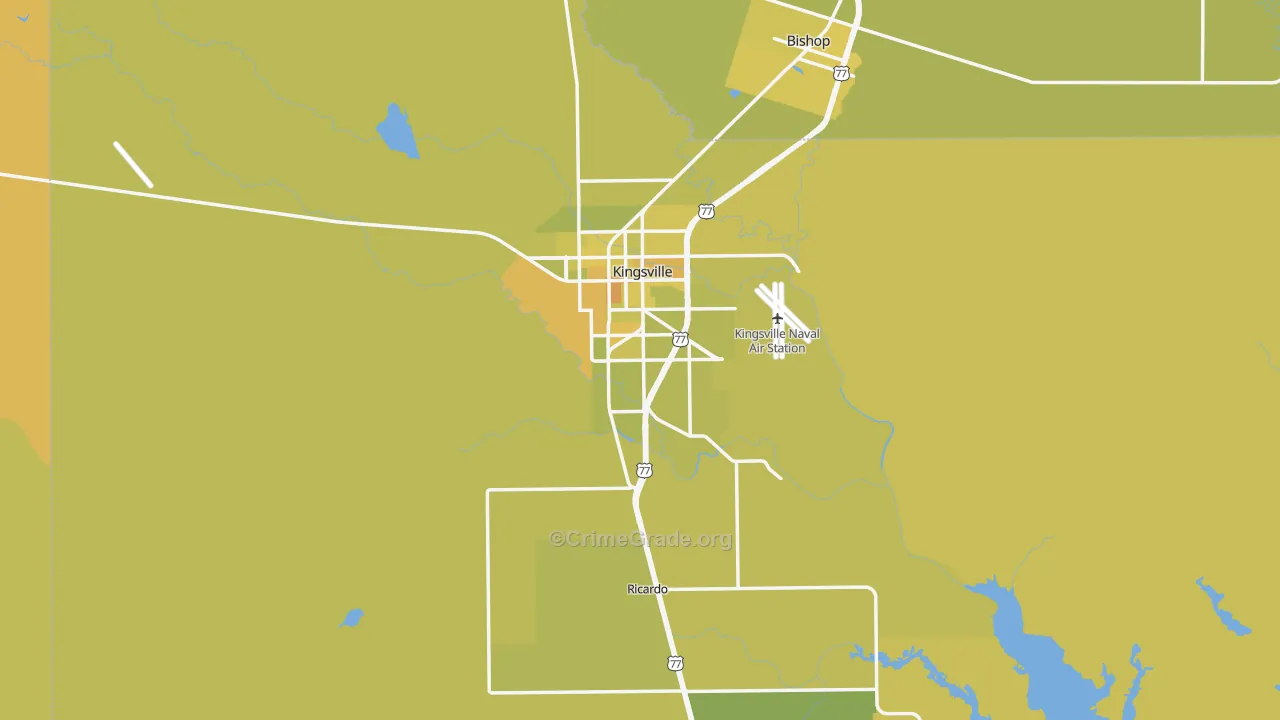 Kleberg County, TX Map of Vehicle Theft Rates