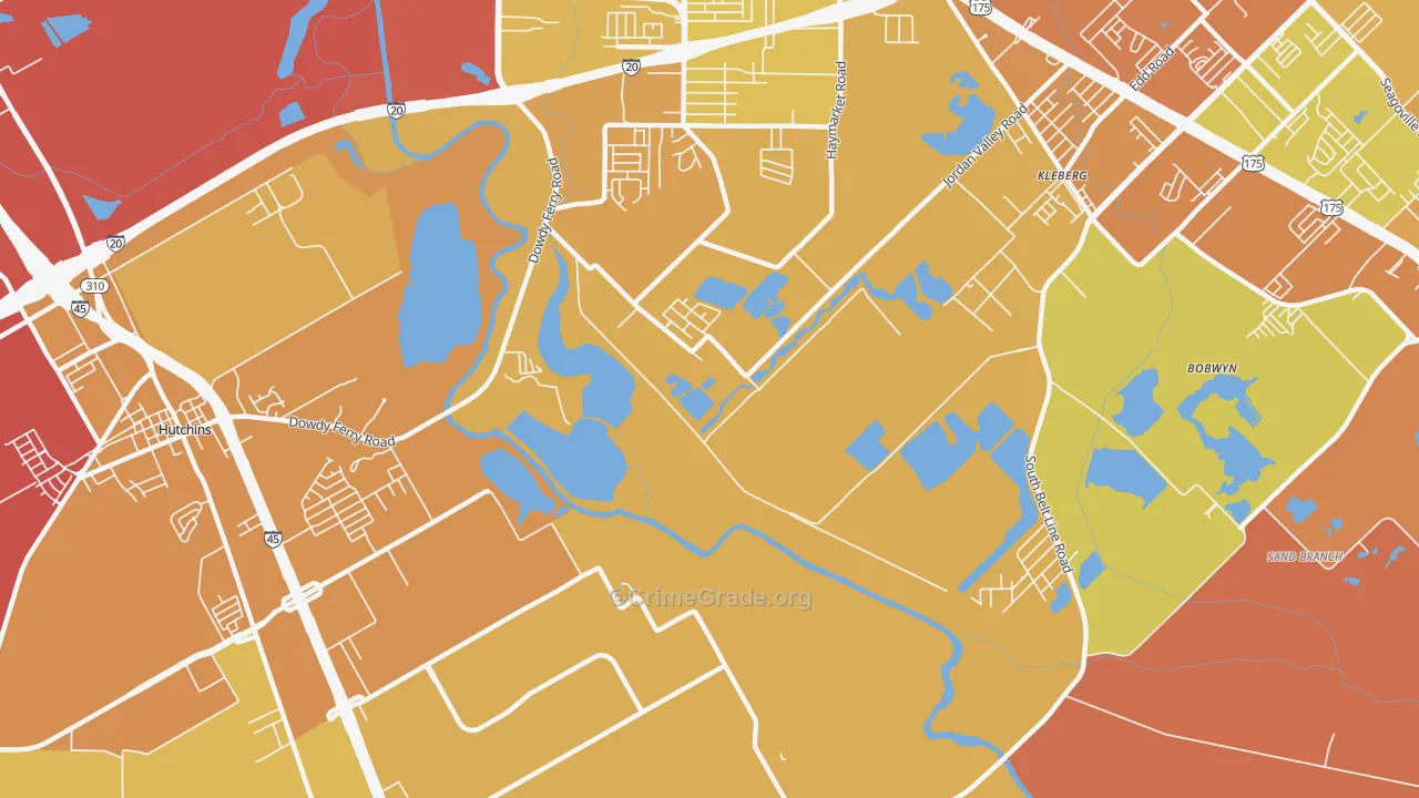 Kleberg, TX Map of Vehicle Theft Rates