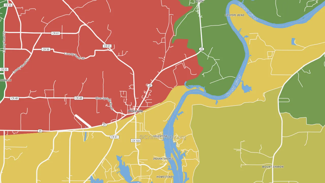 Klein, AL Map of Vehicle Theft Rates