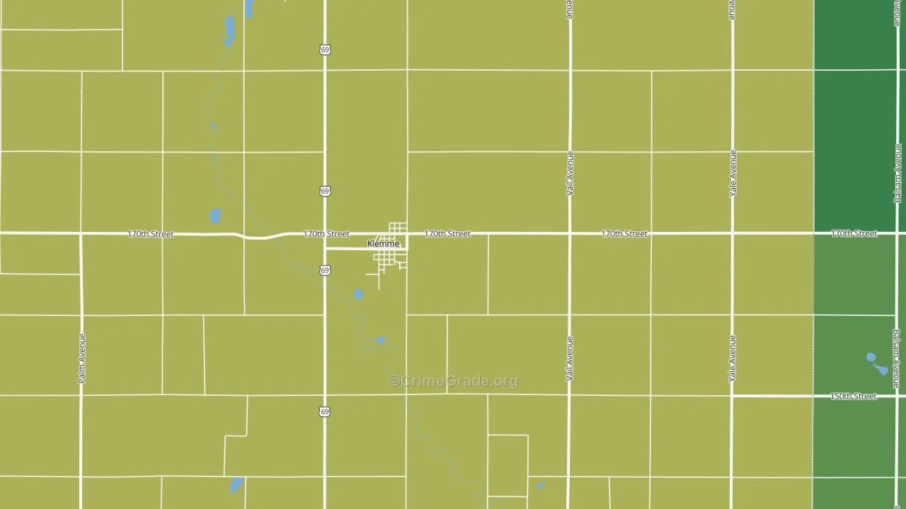 Klemme, IA Map of Vehicle Theft Rates